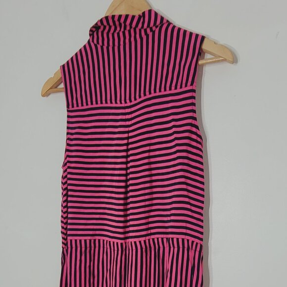 Dynamite Women's Pink & Black Striped Sleeveless Button Front Midi Dress Size S - Picture 3 of 12